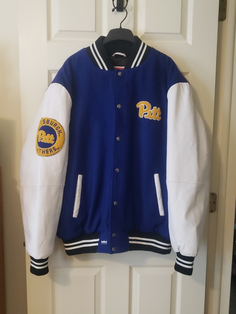 University Of Pittsburg Panthers Franchise Club Jacket. Royal Blue/White Size XL